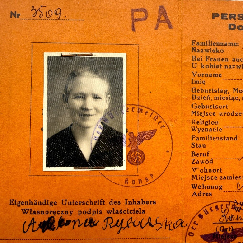 Original WWII German – Polish Ausweis Końskie in Poland 1940 — image 2