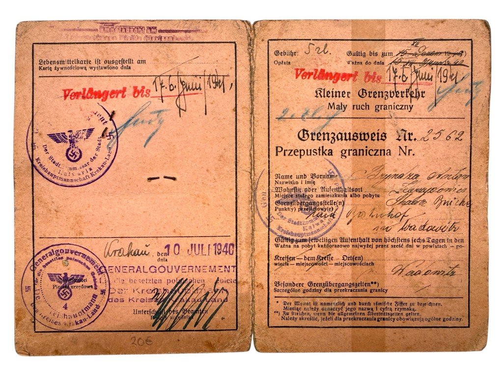 Original WWII German – Polish Grenzausweis / Grenzübertrittsausweis 1940 — image 3