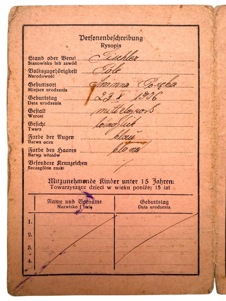 Original WWII German – Polish Grenzausweis / Grenzübertrittsausweis 1940 — image 4