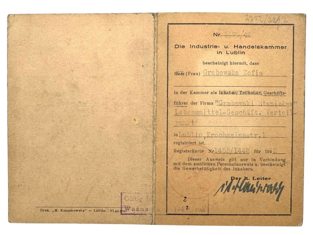 Original WWII German-Polish Ausweis Lublin 1942 — image 4