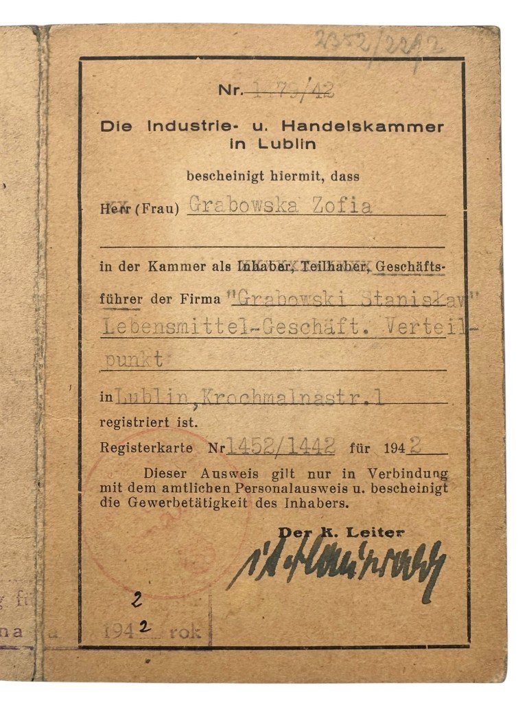 Original WWII German-Polish Ausweis Lublin 1942 — image 5