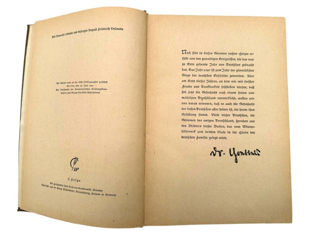 Original WWII German Ewiges Deutschland – Ein Deutsches Hausbuch book with SS autograph Berlin 1941 — image 6