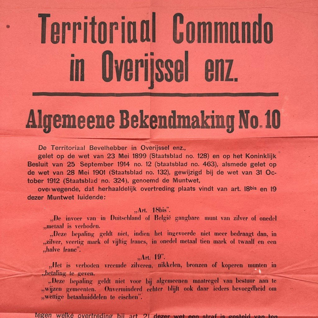 Original WW1 Dutch poster Territorial Command Zwolle 1915 — image 2