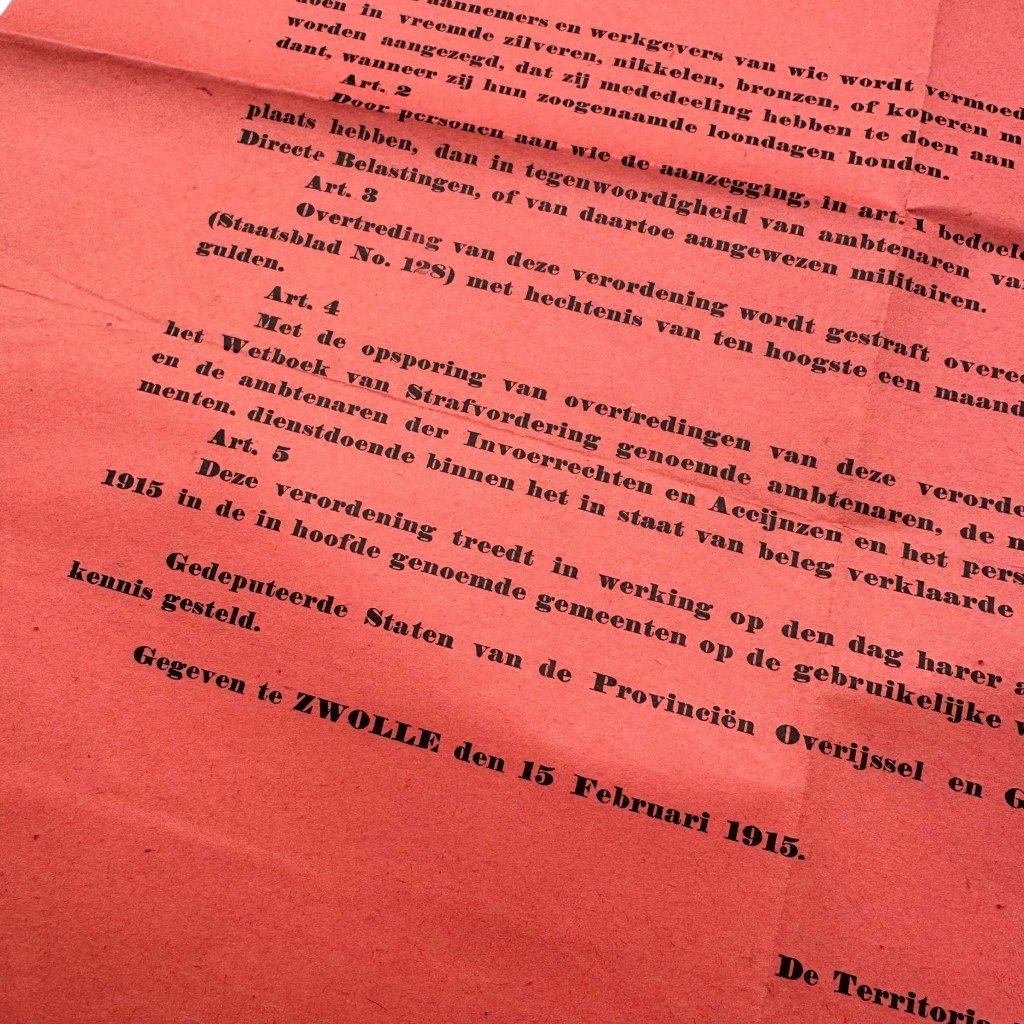 Original WW1 Dutch poster Territorial Command Zwolle 1915 — image 4