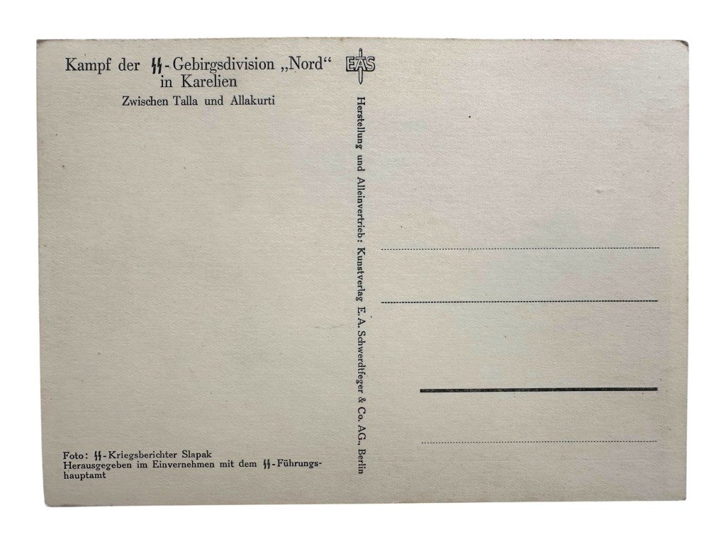 Original WWII German Waffen-SS postcard '11. SS Gebirgsdivision Nord' — image 3