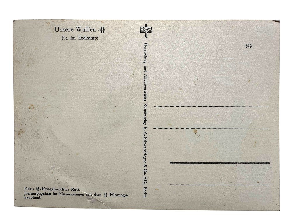 Original WWII German Waffen-SS postcard 'Flak im Erdkamp' — image 3