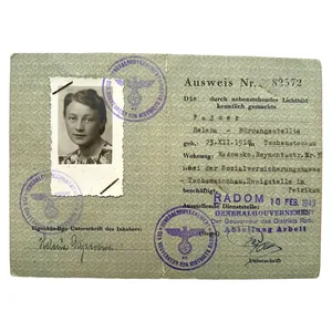 Original WWII German Ausweis from occupied Poland – Tschenstochau and …