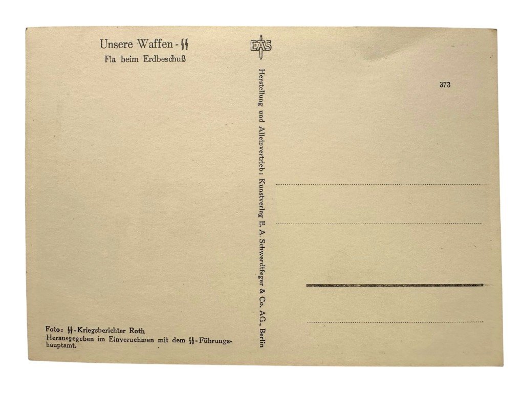 Original WWII German Waffen-SS postcard 'Flak beim Erdbeschuss' — image 3