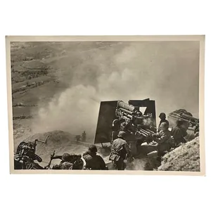 Original WWII German Waffen-SS postcard 'Flak beim Erdbeschuss'