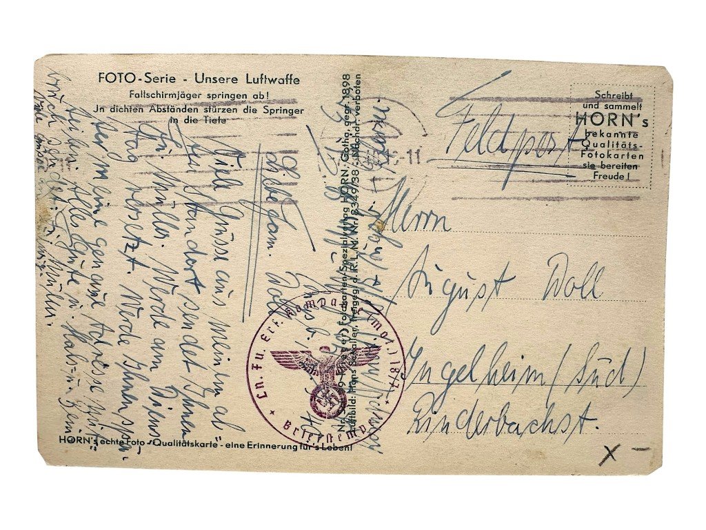 Original WWII German Luftwaffe Fallschirmjäger postcard — image 2