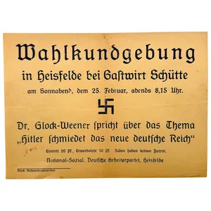 Original 1920s German NSDAP early flyer Heisfelde