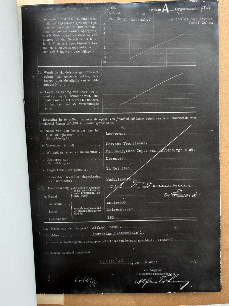Original WWII Dutch Chamber of Commerce file Maison de Bonneterie Kalverstraat Amsterdam 1921-1941 documenting aryanization of Jewish business — image 9