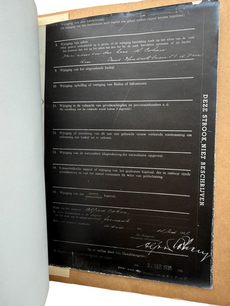 Original WWII Dutch Chamber of Commerce file Maison de Bonneterie Kalverstraat Amsterdam 1921-1941 documenting aryanization of Jewish business — image 14