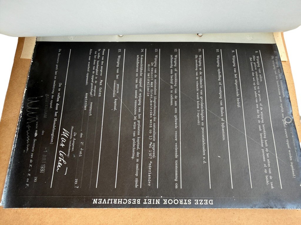 Original WWII Dutch Chamber of Commerce file Maison de Bonneterie Kalverstraat Amsterdam 1921-1941 documenting aryanization of Jewish business — image 17