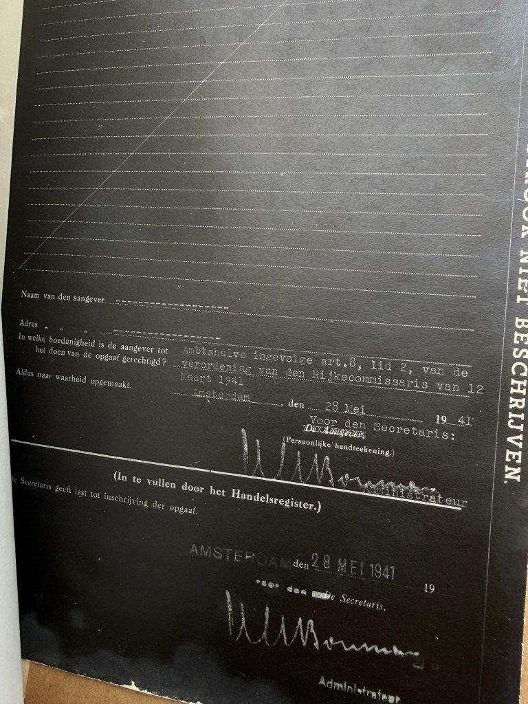 Original WWII Dutch Chamber of Commerce file Maison de Bonneterie Kalverstraat Amsterdam 1921-1941 documenting aryanization of Jewish business — image 20