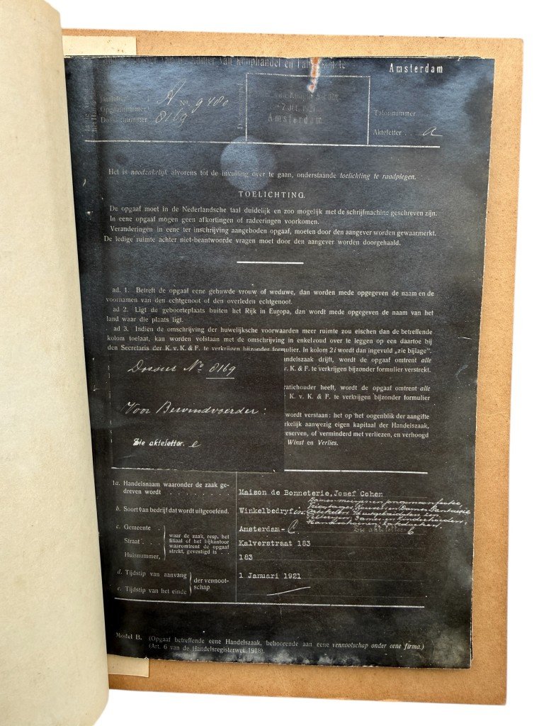Original WWII Dutch Chamber of Commerce file Maison de Bonneterie Kalverstraat Amsterdam 1921-1941 documenting aryanization of Jewish business — image 5