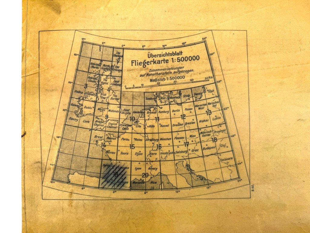 Original WWII German Luftwaffe Fliegerkarte Bordeaux – Limoges – Biarritz – France — image 10