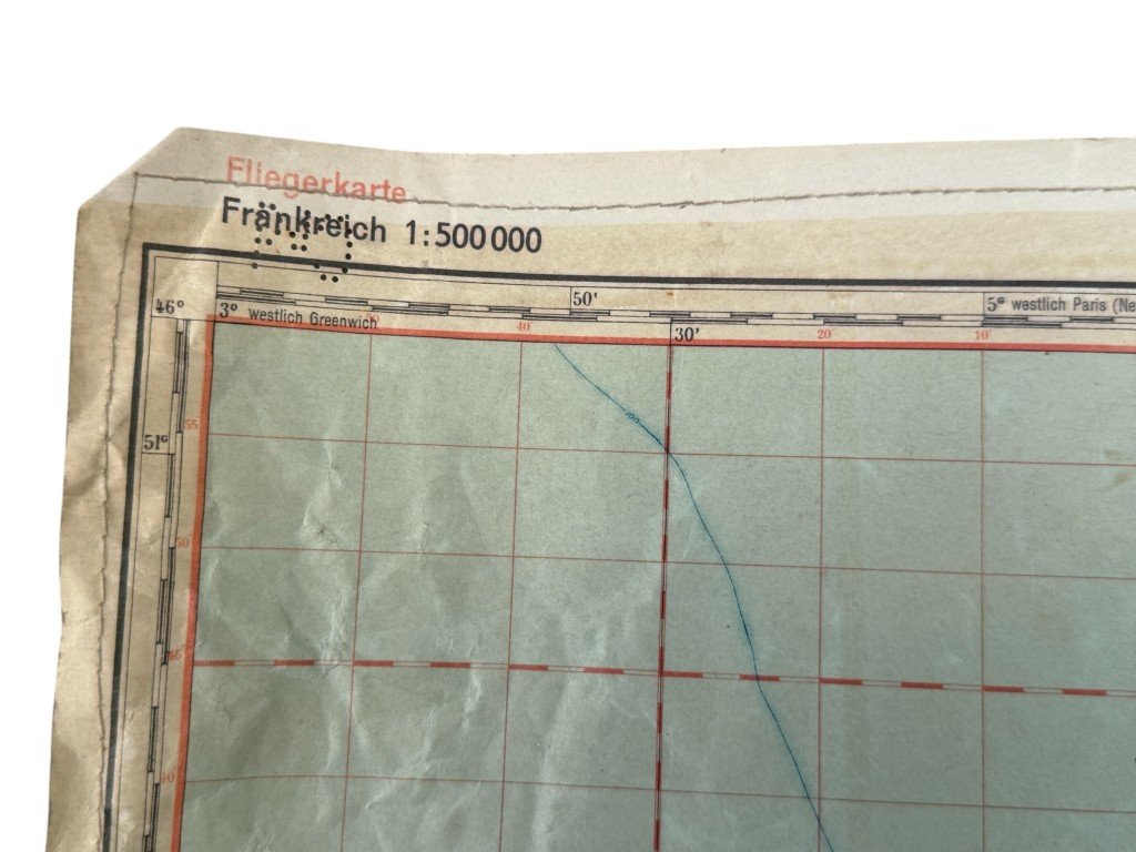 Original WWII German Luftwaffe Fliegerkarte Bordeaux – Limoges – Biarritz – France — image 2
