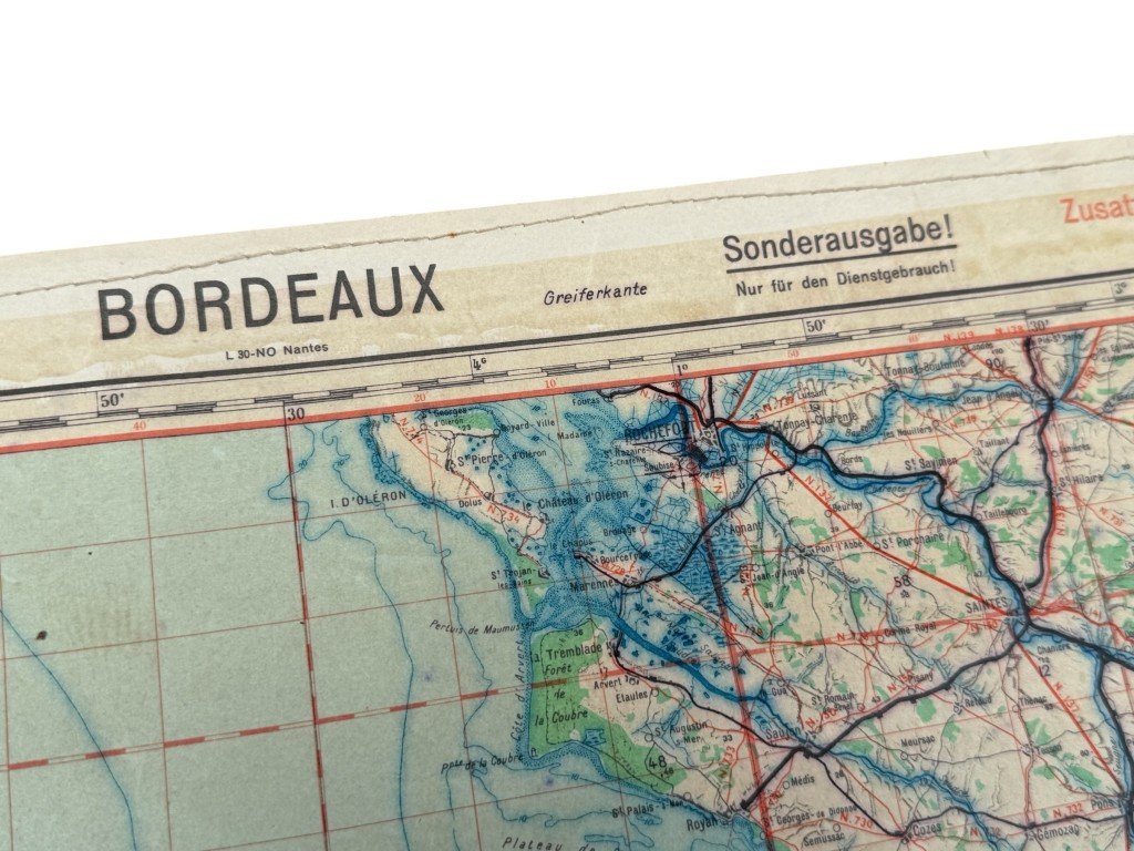Original WWII German Luftwaffe Fliegerkarte Bordeaux – Limoges – Biarritz – France — image 3