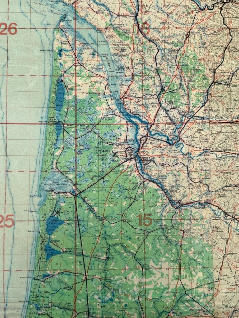 Original WWII German Luftwaffe Fliegerkarte Bordeaux – Limoges – Biarritz – France — image 5