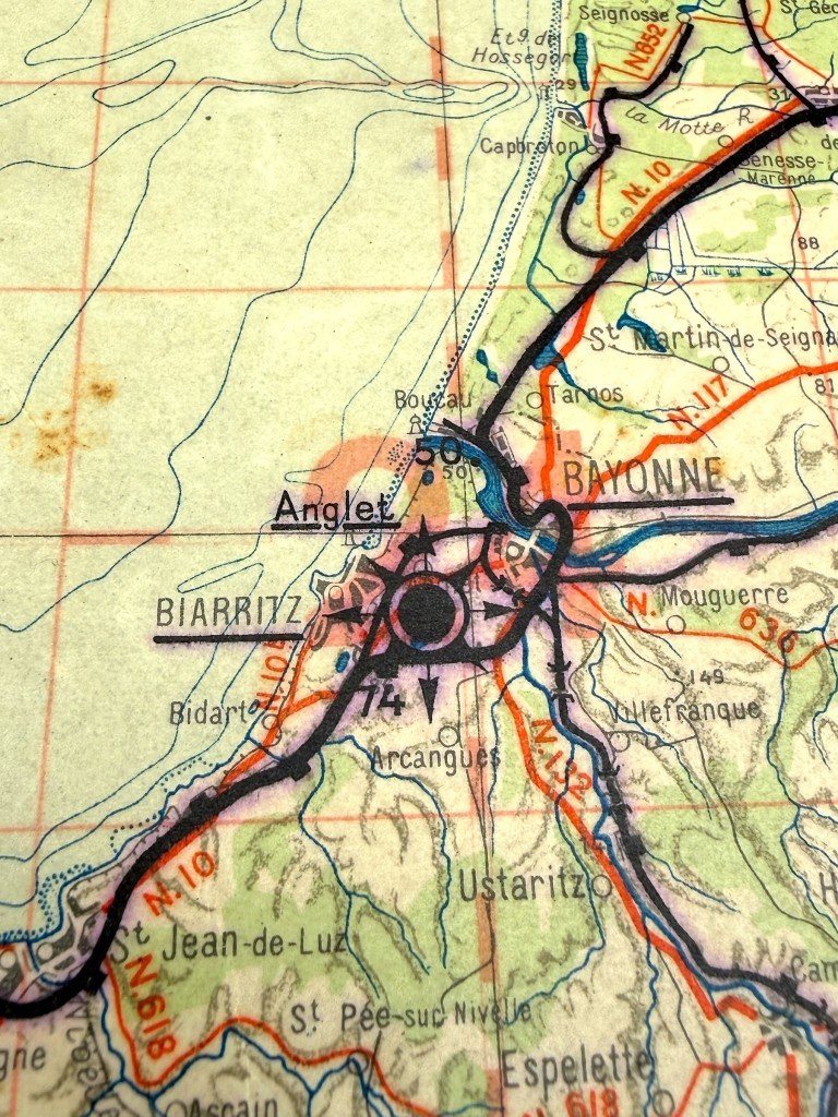 Original WWII German Luftwaffe Fliegerkarte Bordeaux – Limoges – Biarritz – France — image 7