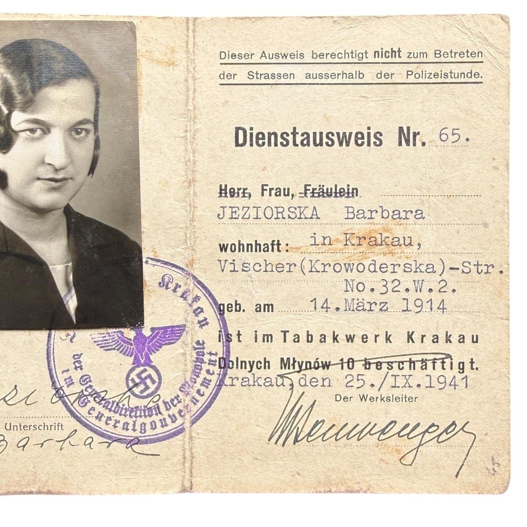 Original WWII German – Polish Dienstausweis Krakow 1941 — image 2