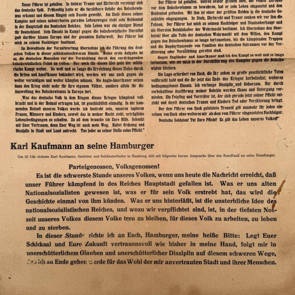 Original WWII German newspaper Hamburger Zeitung Sonderausgabe – death of Adolf Hitler – May 1, 1945 — image 4