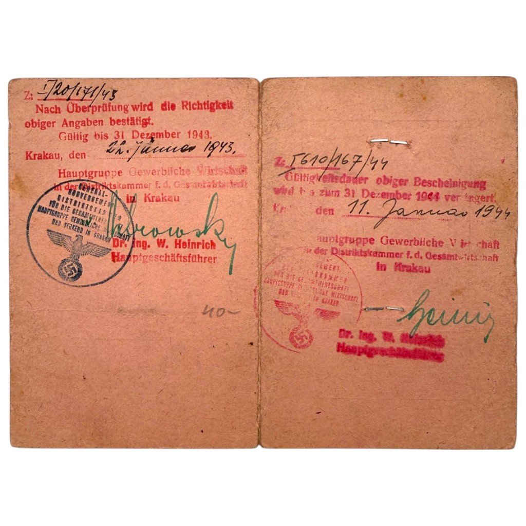 Original WWII German-Polish Bescheinigung Gebrüder Sennewaldt Krakow in Poland — image 4