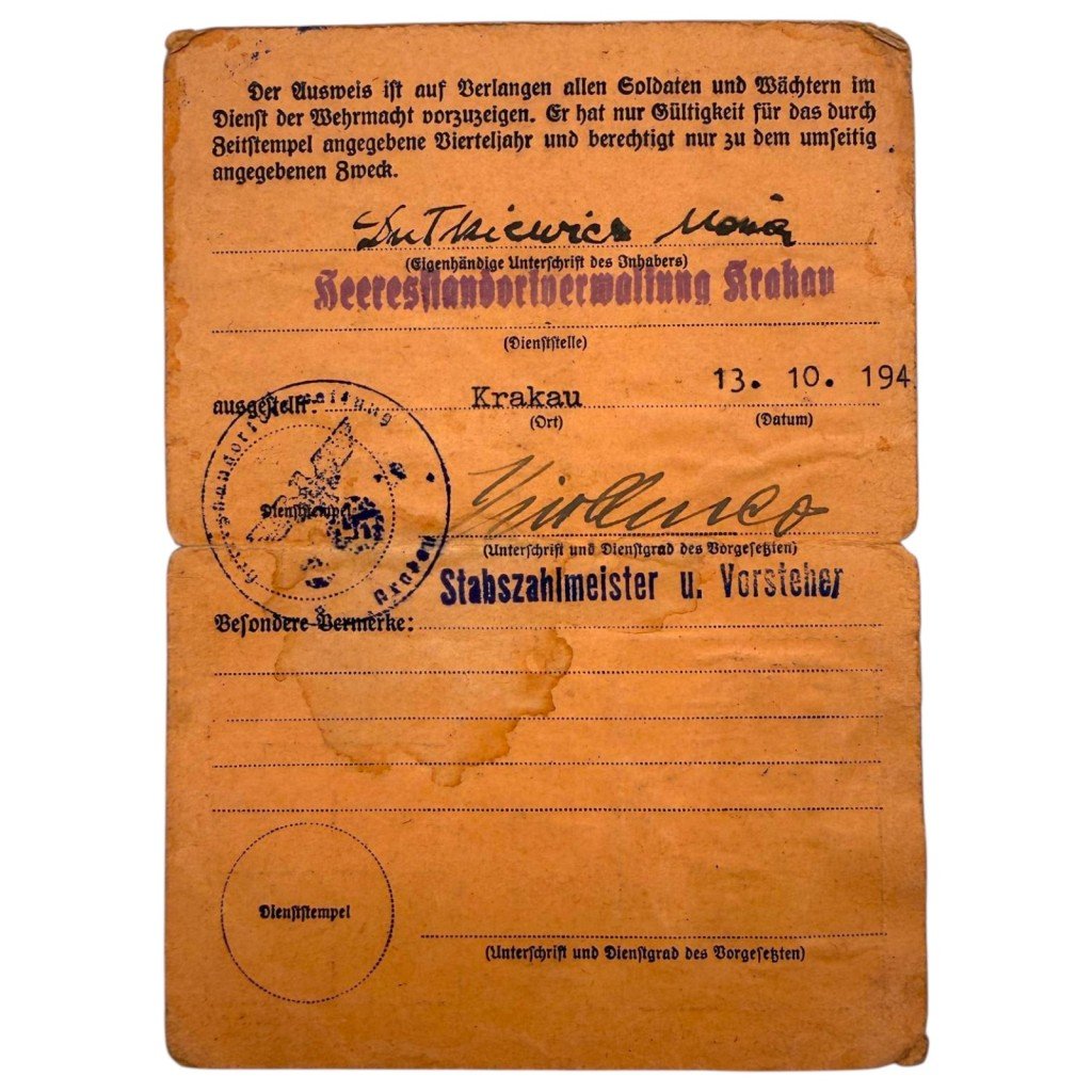 Original WWII German Dienstausweis Krakow in Poland — image 3