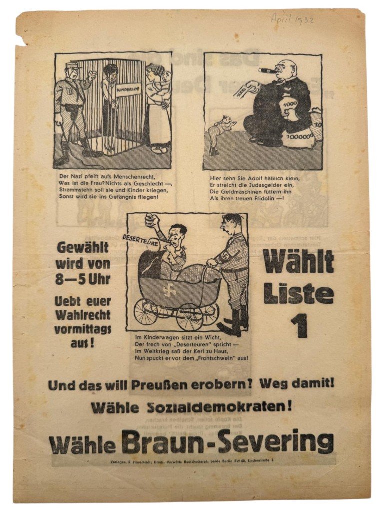 Original 1932 German Anti-NSDAP elections flyer — image 3