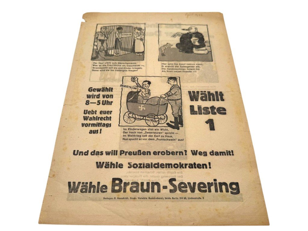 Original 1932 German Anti-NSDAP elections flyer — image 4