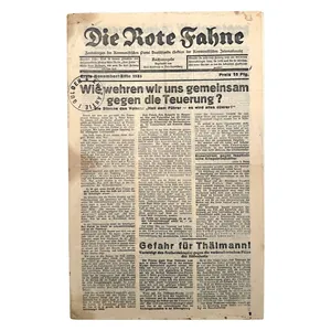 Original 1935 German communist newspaper 'Die Rote Fahne'