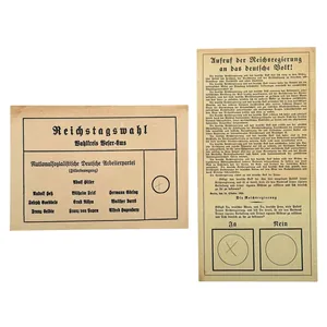 Original 1930s German set of two voting ballots