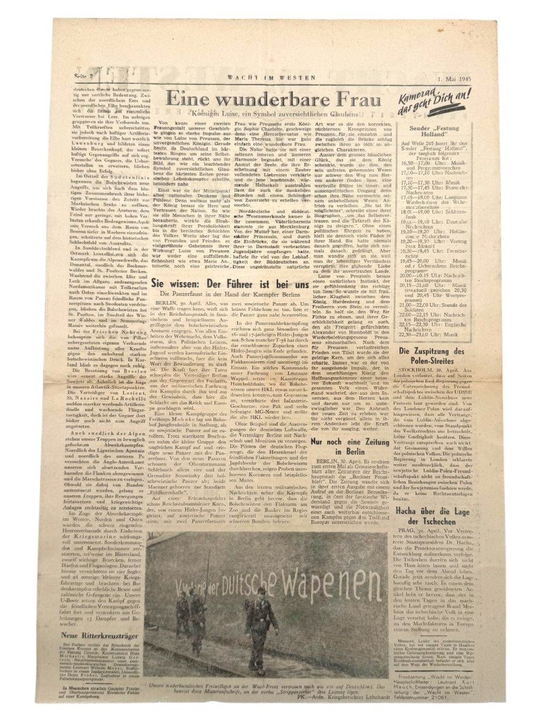 Original WWII German newspaper 'Wacht im Westen' May 1, 1945 — image 4