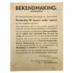 Original WWII Dutch 'Bekendmaking' poster Ede