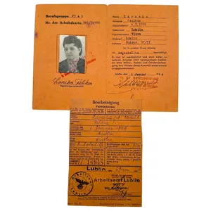 Original WWII German Arbeitsausweis and Bescheinigung Bauunternehmung Ing. St. Sendrowicz …