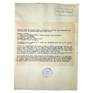 Original WWII Dutch NSB document regarding a resistance action in …