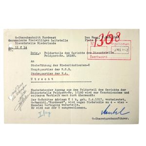 Original WWII Dutch Waffen-SS document regarding prison sentence of a …