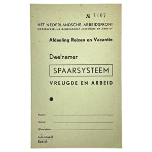 Original WWII Dutch N.A.F. savings card