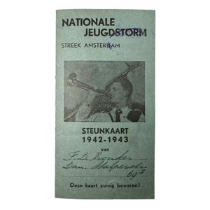Original WWII Dutch Nationale Jeugdstorm support card Amsterdam