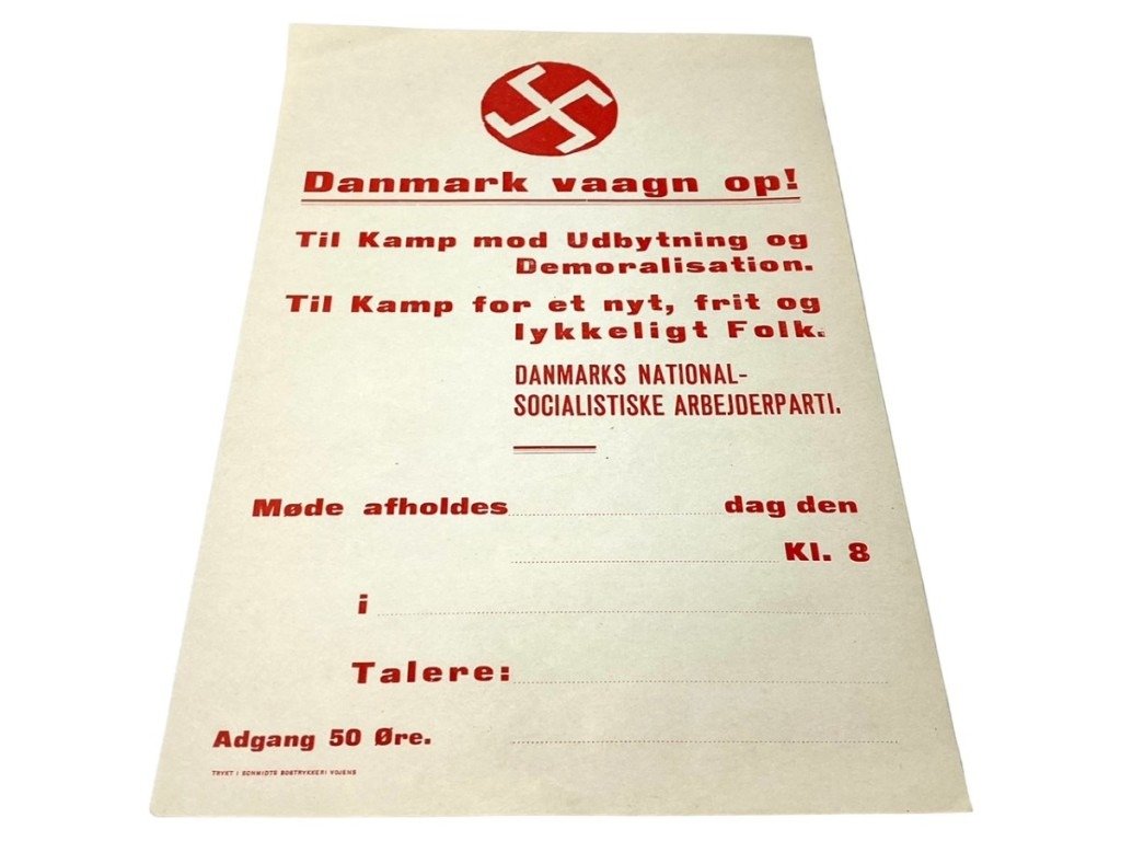 Original WWII Danish DNSAP 'Danmark vaagn op!' Flyer — image 2