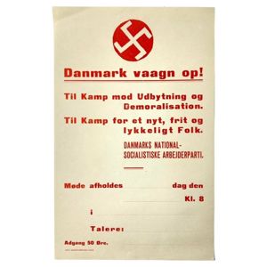 Original WWII Danish DNSAP 'Danmark vaagn op!' Flyer