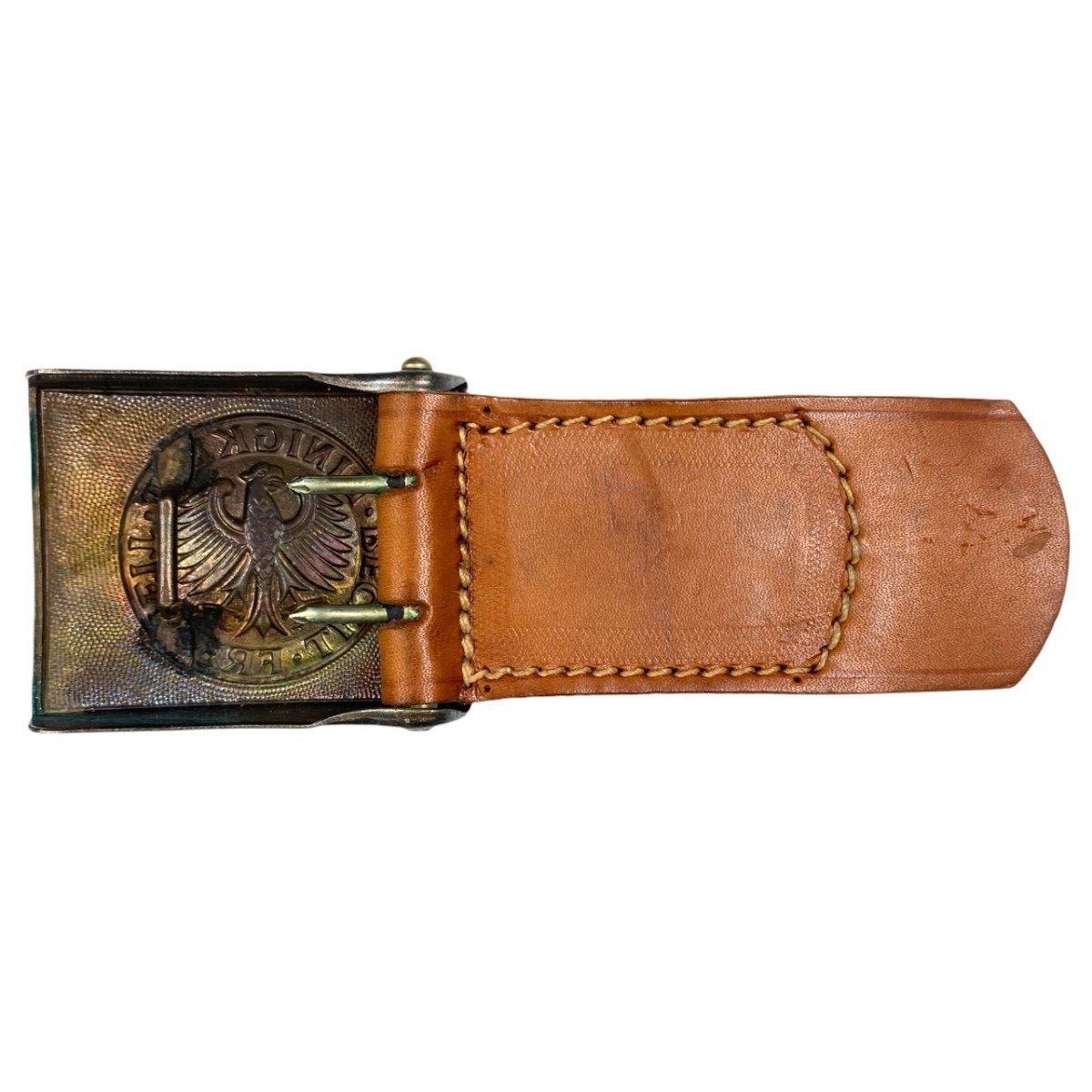 Original Bundeswehr buckle with leather tab — image 3