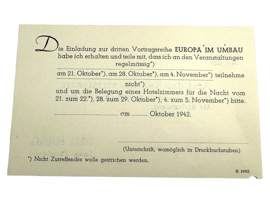 Original WWII Dutch NSB invitation from propaganda leader Ernst Voorhoeve — image 9
