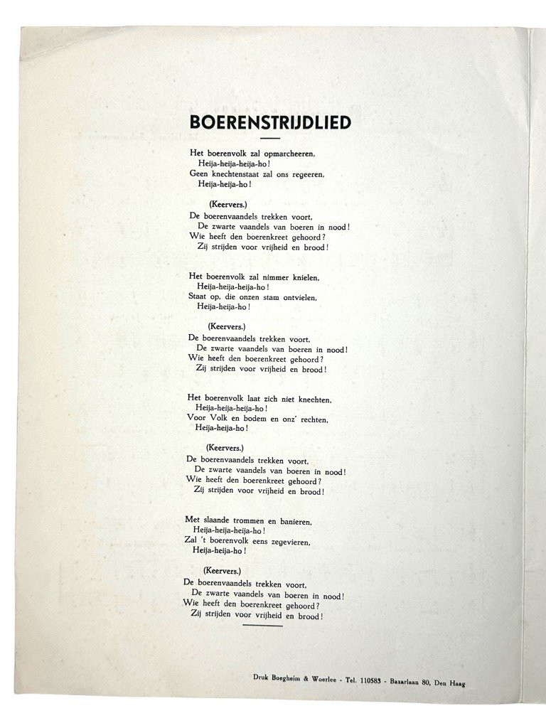 Original WWII Dutch NSB sheet music 'Boerenstrijdlied' by Melchert Schuurman — image 5