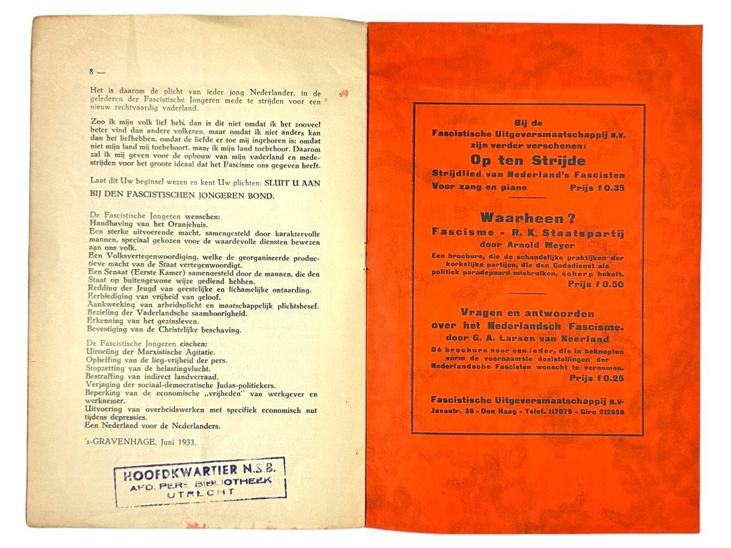 Original 1933 Dutch fascist youth union brochure 'De Jeugd voor Fascisme!' — image 8