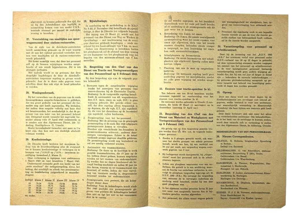 Original WWII Nederlandsche Spoorwegen announcement sheet — image 6