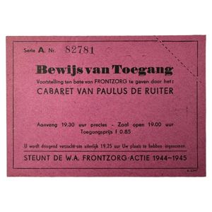 Original WWII Dutch W.A. Frontzorg entrance ticket for a show