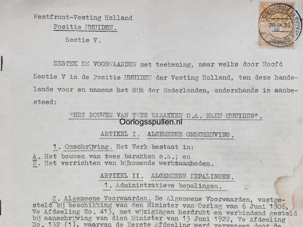 Original Pre 1940 Dutch army building plans for barracks at IJmuiden — image 17