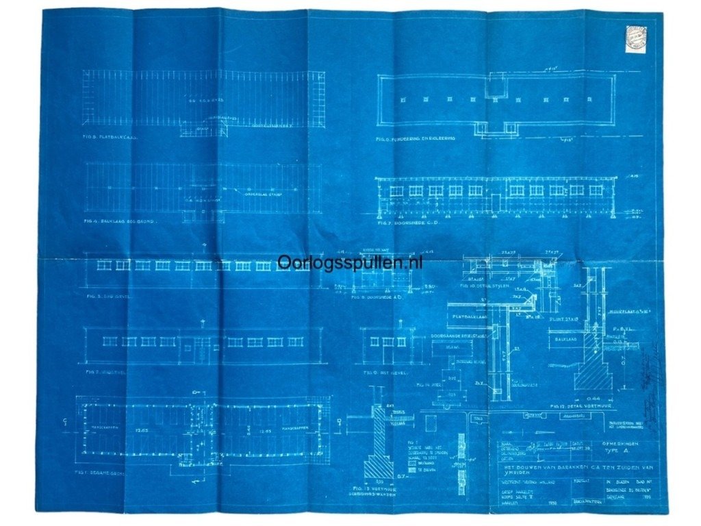 Original Pre 1940 Dutch army building plans for barracks at IJmuiden — image 2